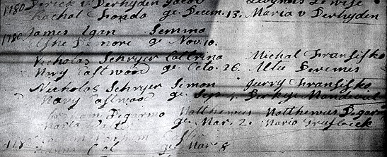 Baptism Record for Cattrina and Simon Schryer, 1781 A USGenWeb Project document
