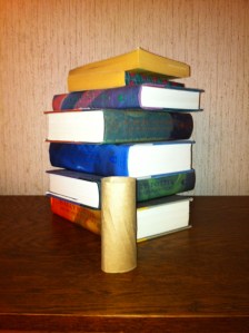 Toilet paper roll and Harry Potter Books