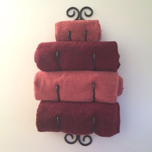 My carefully chosen accent towels in the wine rack holder. Oo la la.