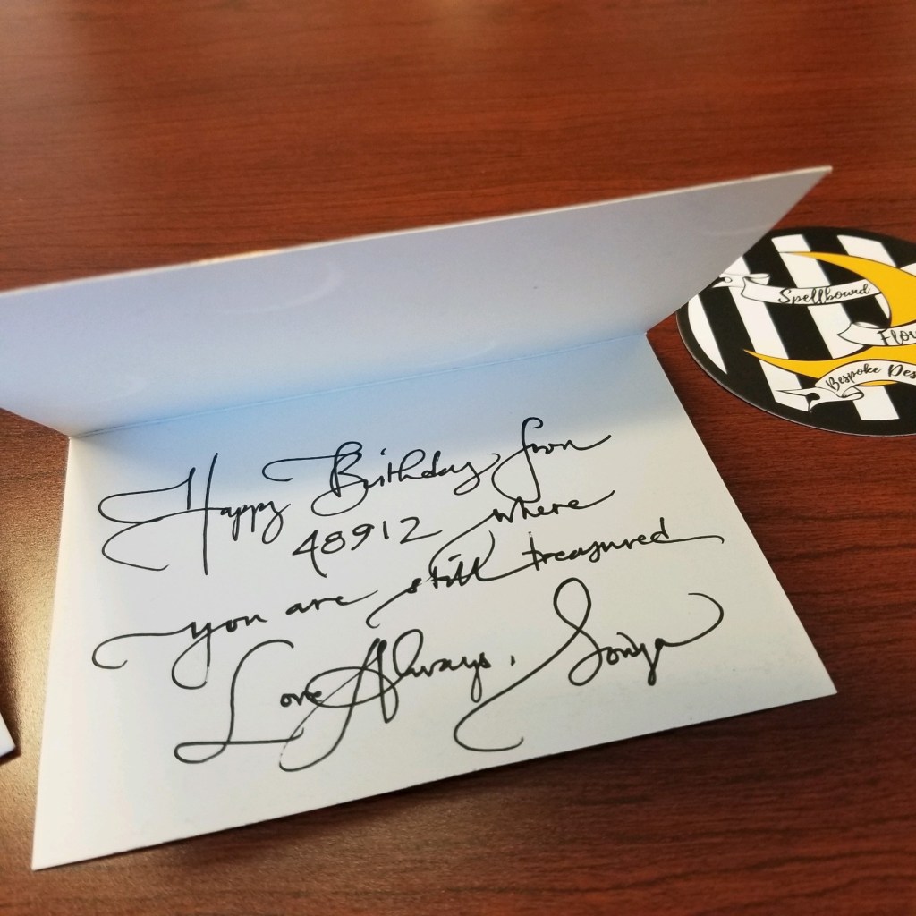 The card to go with the flowers