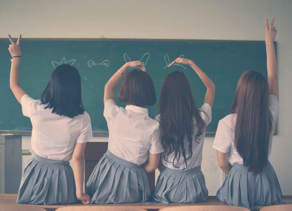 Four school girls